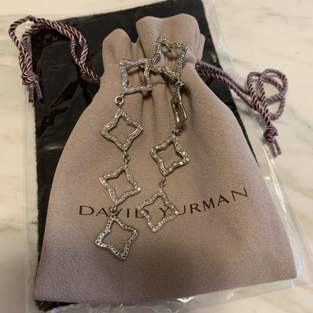 DY Pave Diamond Drop Earrings